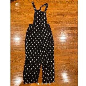 flowy patterned overalls